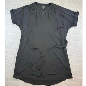 Worthington Women’s Short Sleeve Dress-Medium/Black/Tie Belt/V-Neck